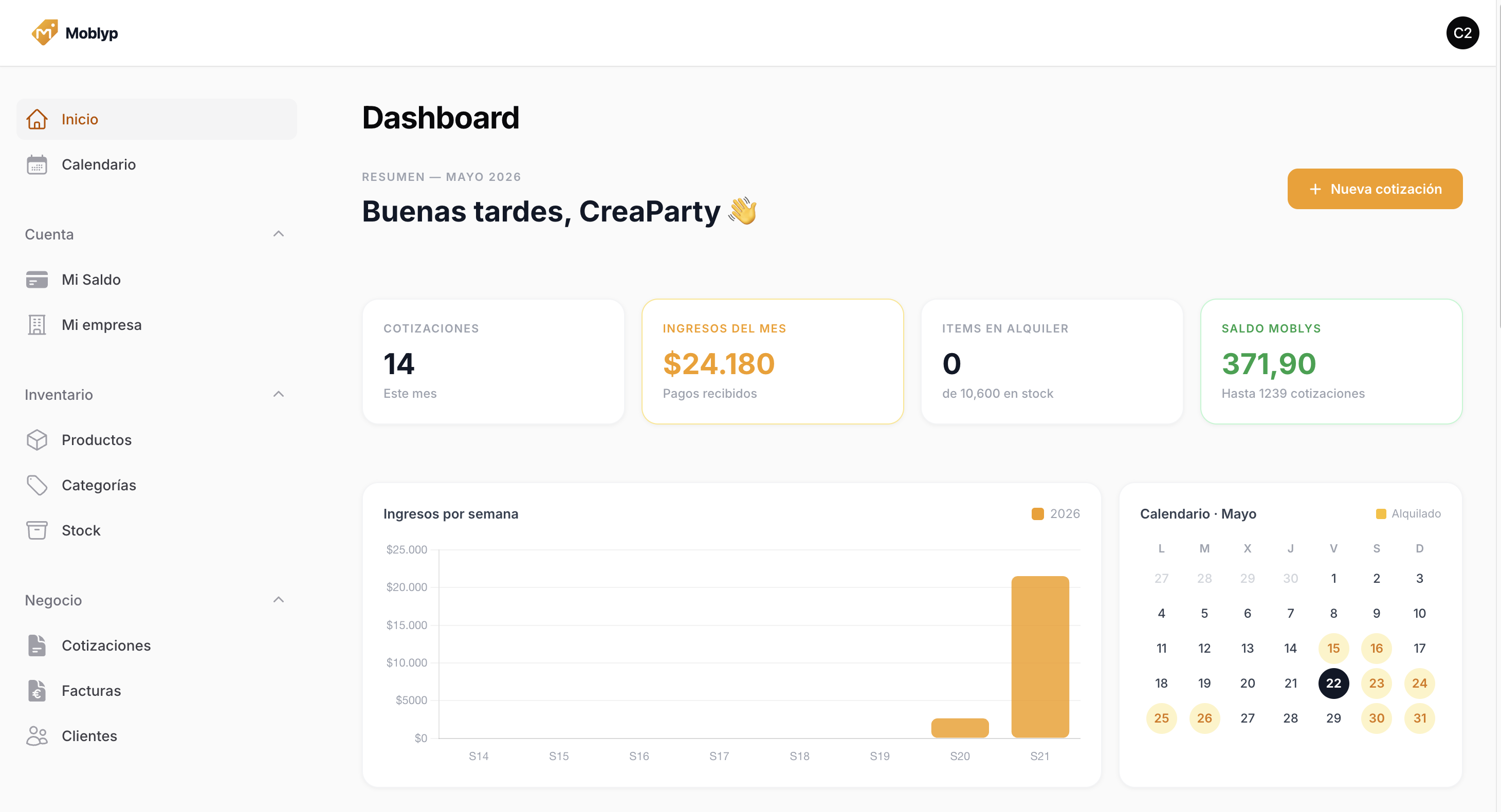 Moblyp dashboard